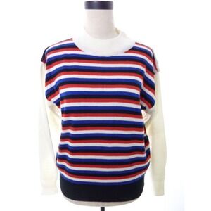 Vintage Retro Boho 80s Sweater Red Black White Stripe Sweater Small